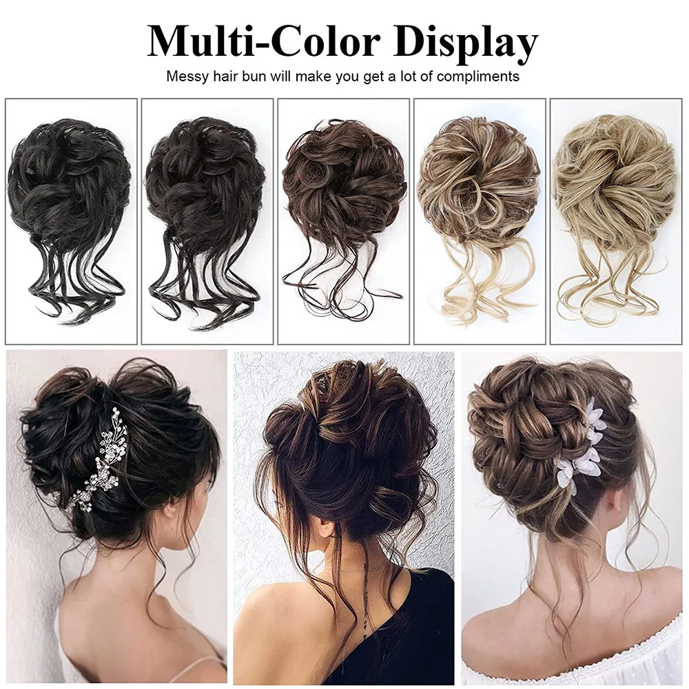 Syntetyczny Messy kręcone przyrząd do koka z włosów Chignon gumka do włosów zespół czarny brązowy sztuczne włosy ogon treski dla kobiet spinki liHui