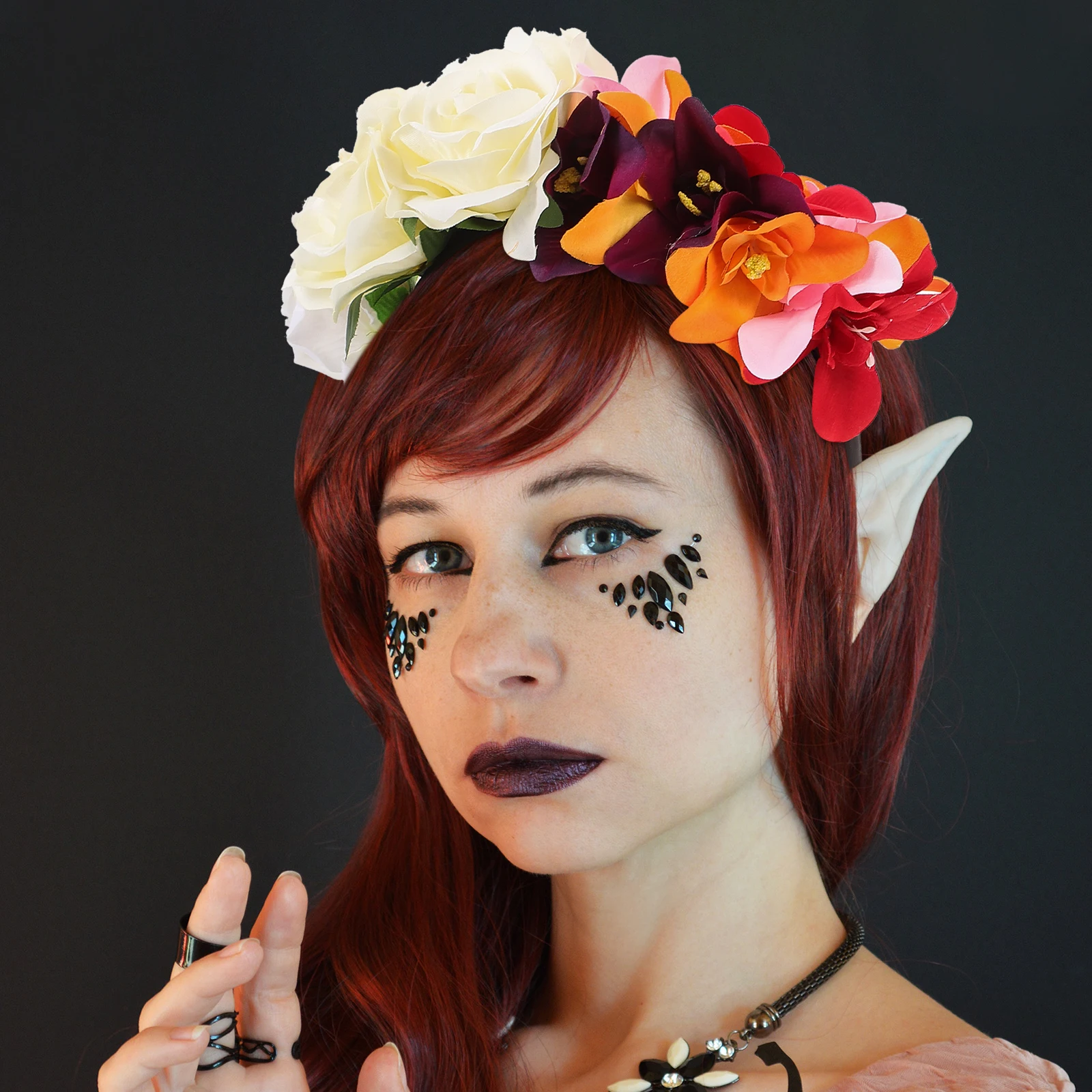 

Halloween Headpiece Orchid Headband Festival Cosplay Decorations Fabric Gothic Headdress Vacation