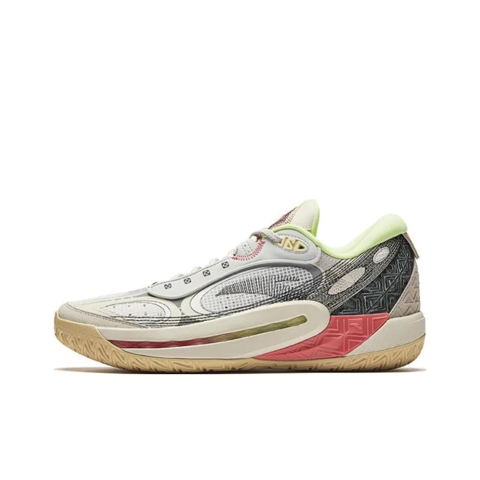 Anta Shock Wave 6 Low top Basketball Shoes Men's Beige Gray 112441106Q-1