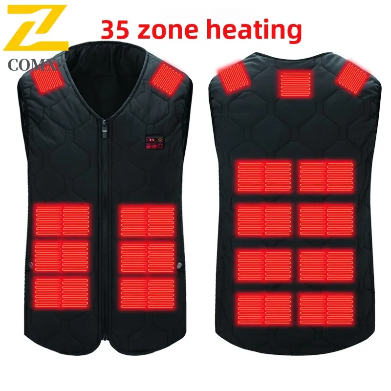 

Жилет с v-образным вырезом и подогревом, мужская 21-зонная USB инфракрасная термокуртка, умная одежда с подогревом, зимнее морозостойкое толстое пальто без рукавов, лыжное