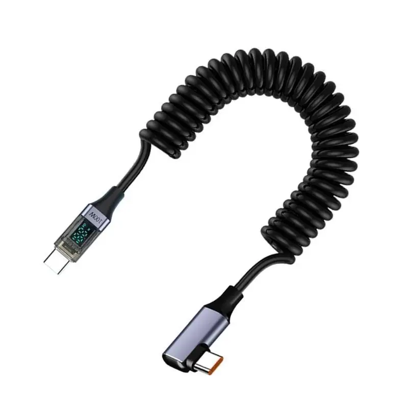 R53C Flexible Spring USB C Cable 100W Power Delivery with Digital Readout for Devices