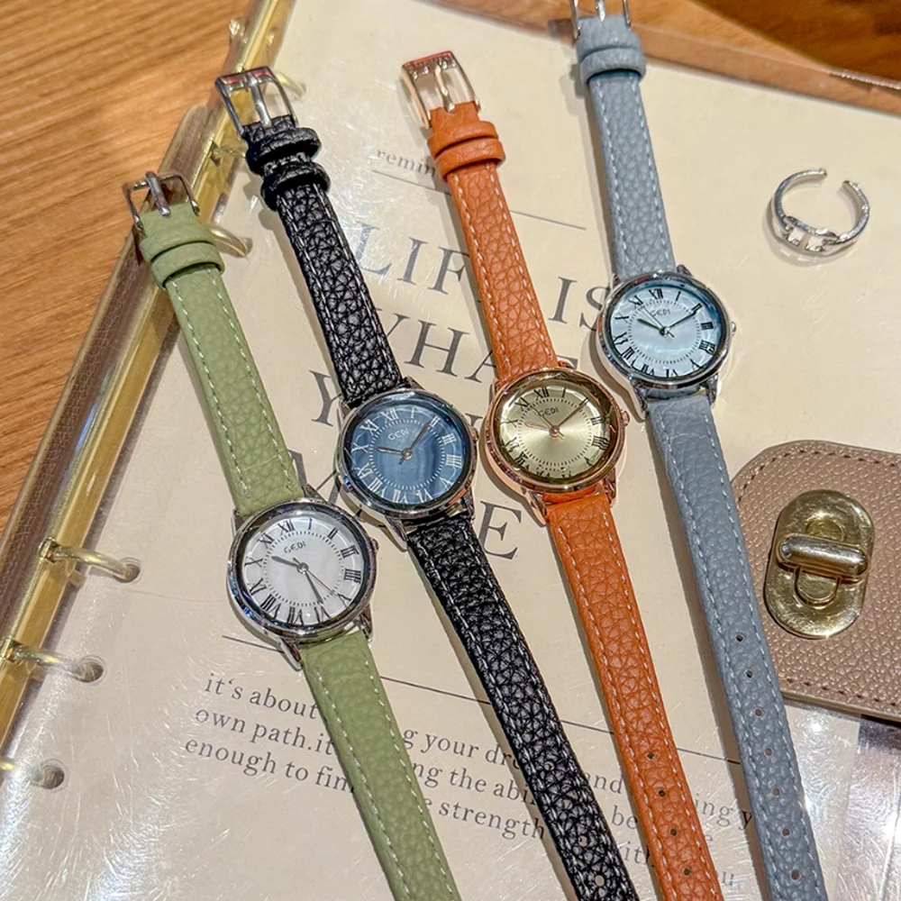 Fashion temperament minimalist luxury disc belt with quartz women's watch for women‘s girl party gift jewlry wholesale