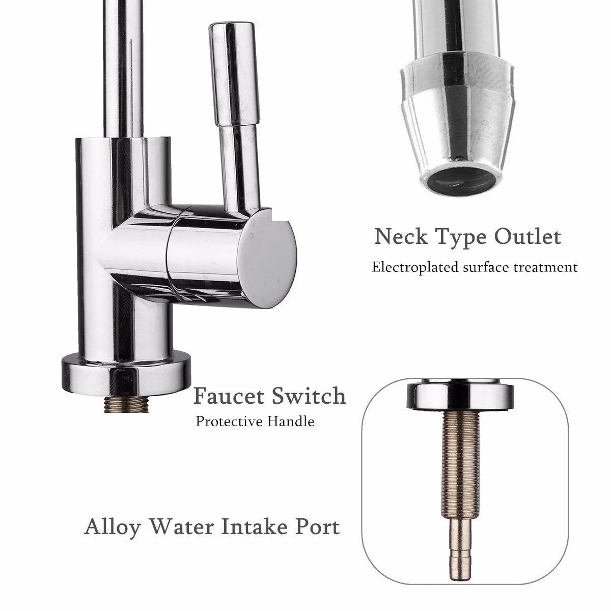 Grifo de filtro de agua de cocina cromado, manguera de conexión de 1/4 pulgadas, piezas de ósmosis inversa