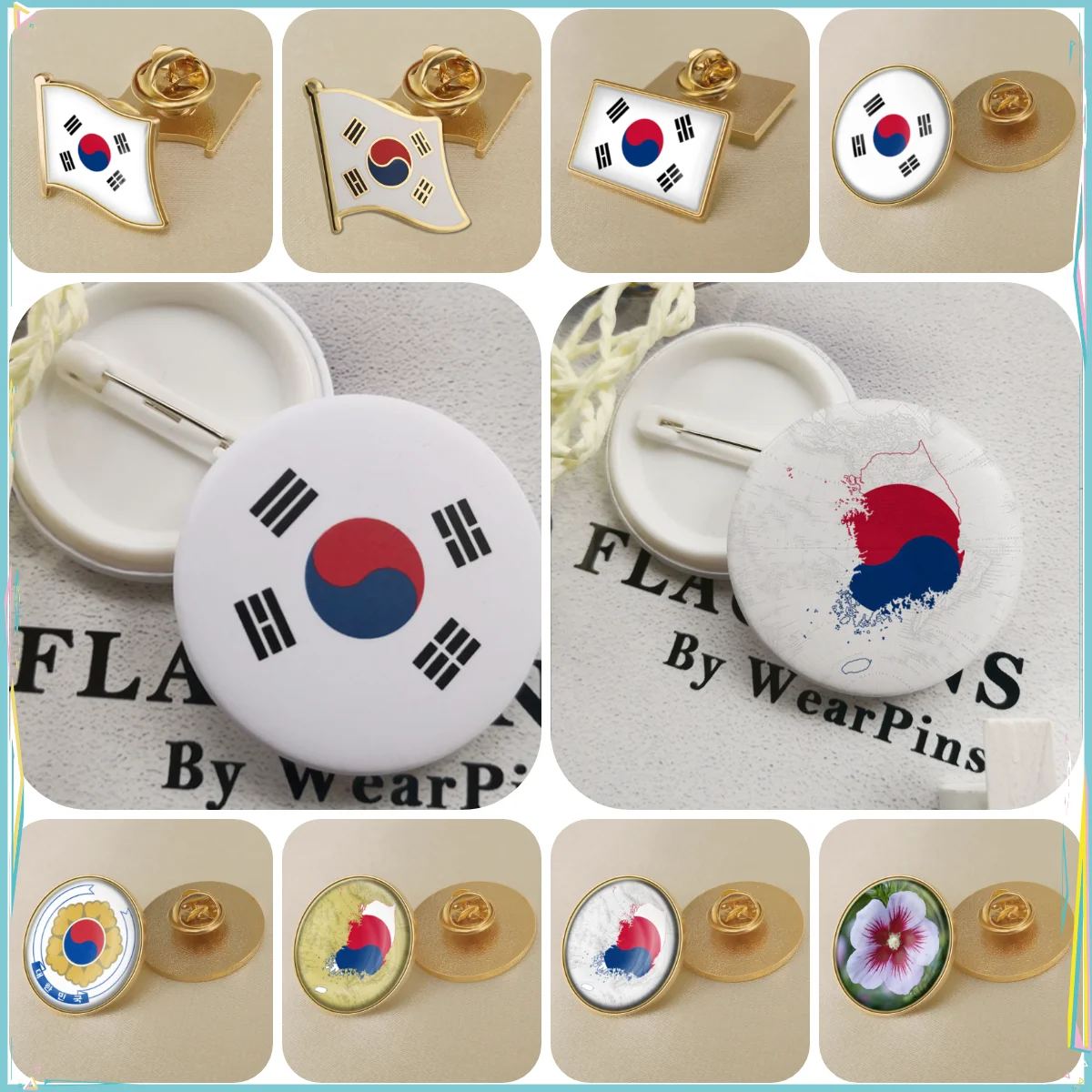 South Korea Flag National Emblem Brooch Badges Lapel Pins