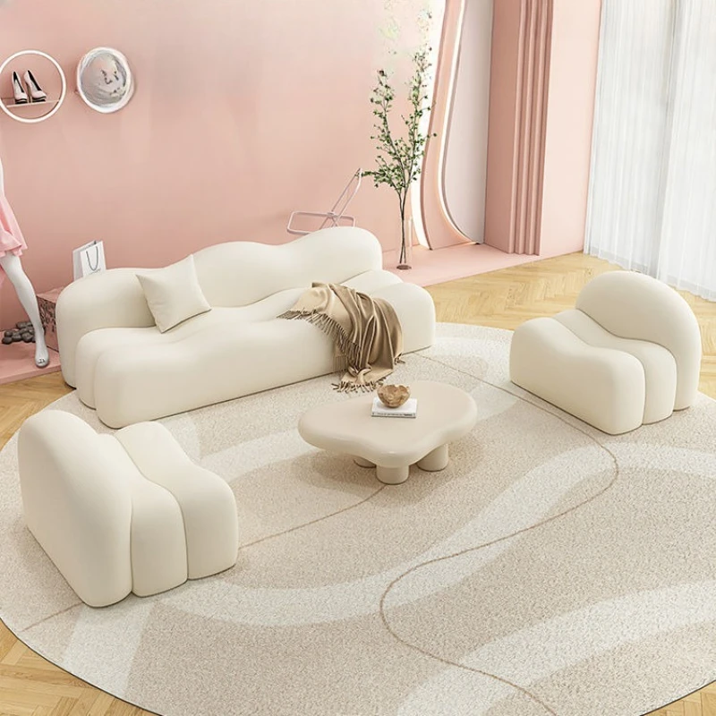 

Special shaped creative beauty salon clothing store rest area, reception cream wind sofa