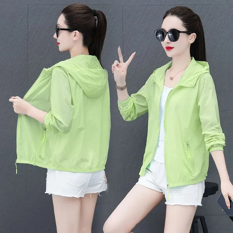 screen Coat Women's 2026summer New Hooded Female Anti-ultraviolet Short Outwear Breathable Clothing Top