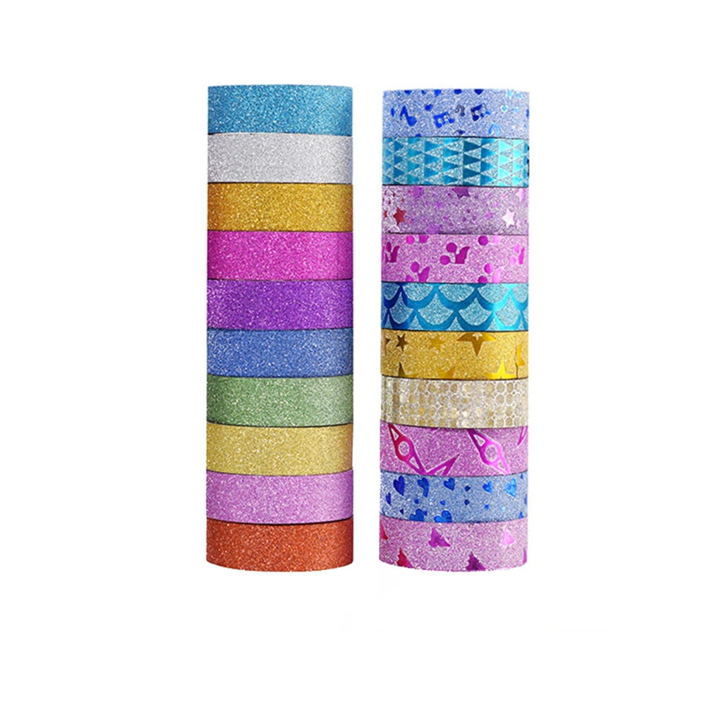 rolos de adesivos de glitter fitas adesivas de papel faca voce mesmo etiqueta decorativa artesanato para escritorio escola fita adesivos decorativos cor aleatoria 20 01