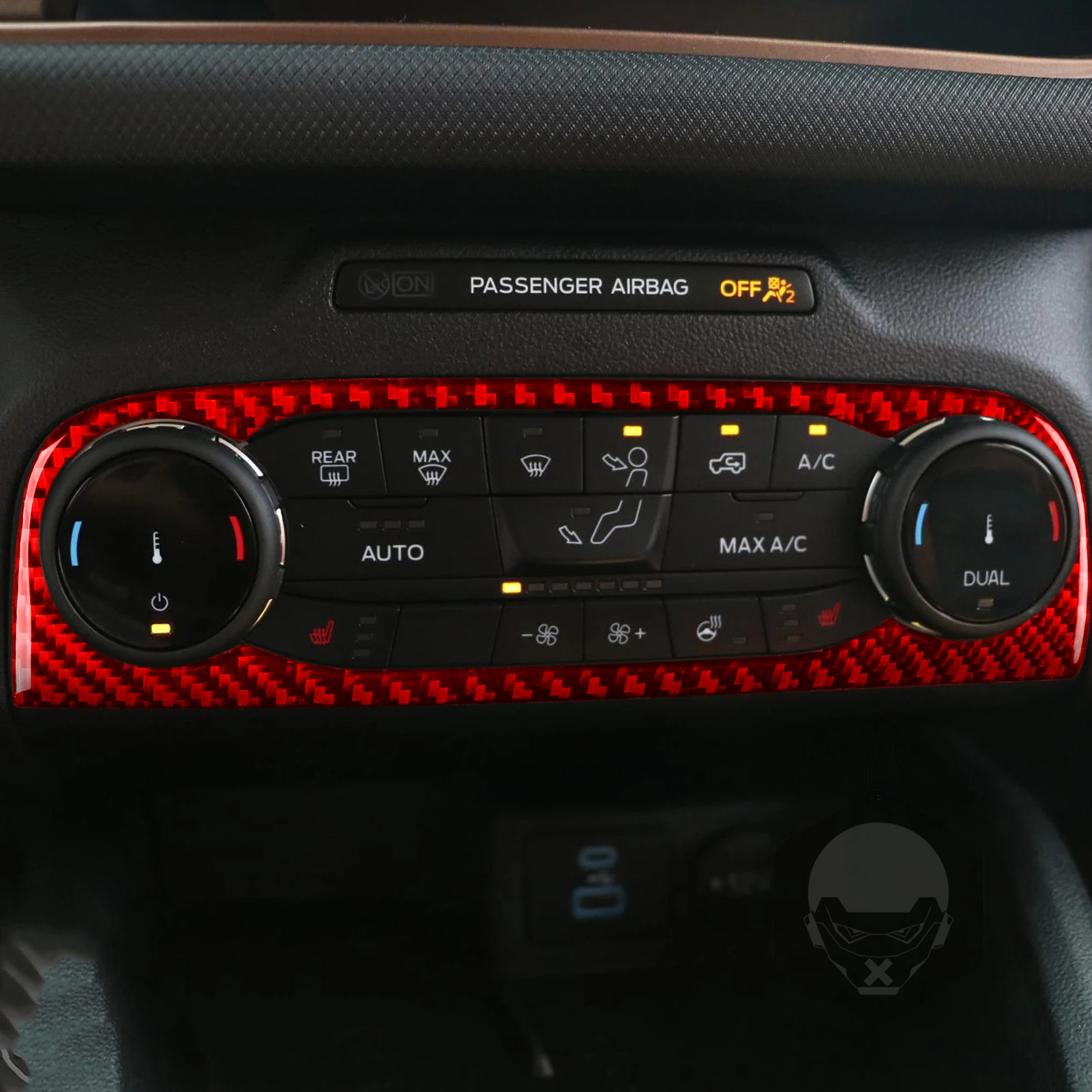 Red Carbon Fiber Central Air Conditioning Control Panel Trim Car Interior Accessories Sticker For Ford Bronco Sport 2021-2023