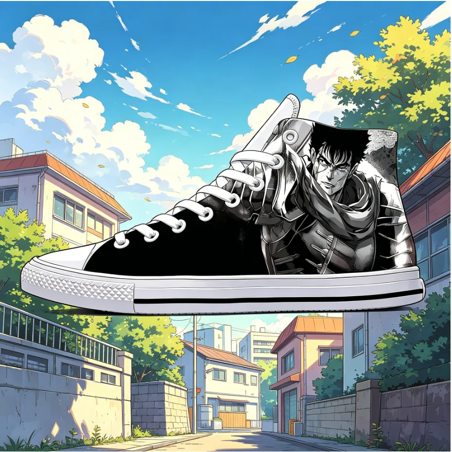 

Berserk Guts Manga Portrait High Top Shoes Full Coverage Print Soft Sole Unisex Walking Footwear