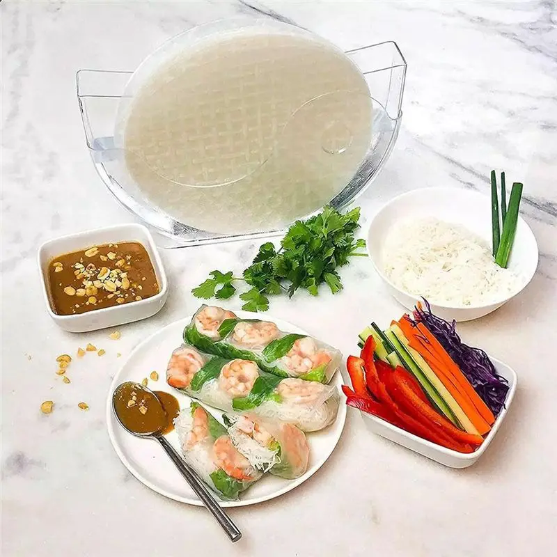 A21Q -Rice Paper Packaging Container Spring Rolls Water Bowl Rice Paper Holder Vietnamese Pie Box Kitchen Tools