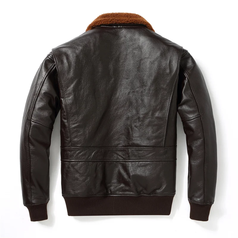 เสื้อแจ็คเก็ตหนังวัวแท้สำหรับผู้ชาย, เสื้อแจ็คเก็ต G1สีน้ำตาลเข้มขนาดยุโรป