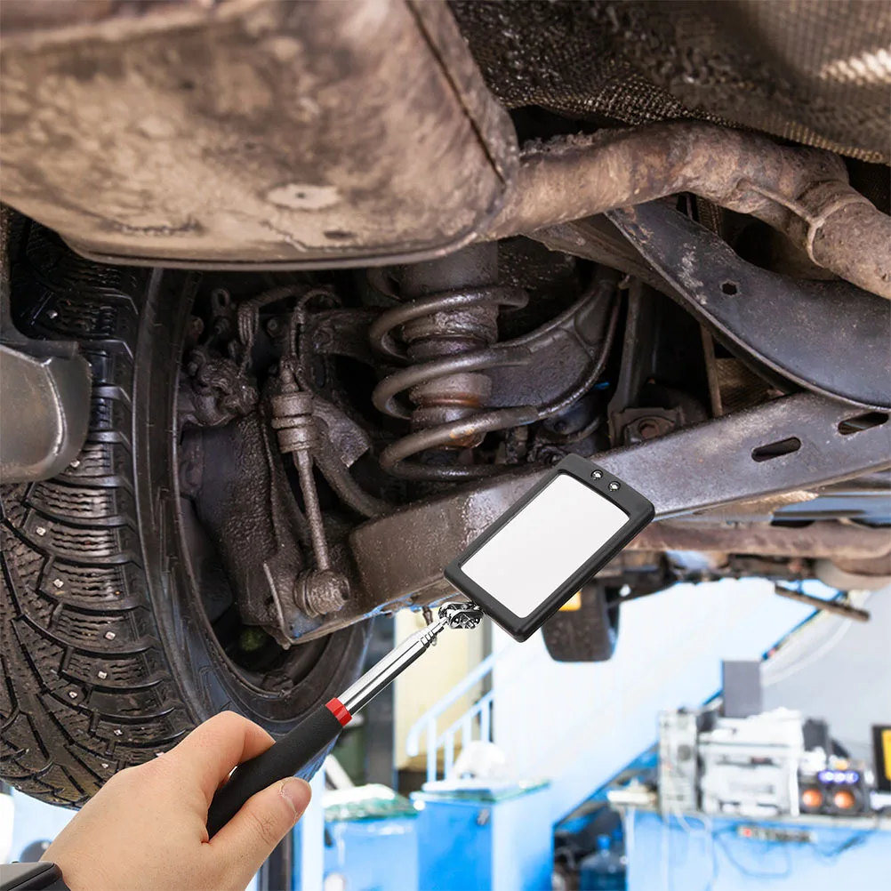 Specchio d'Ispezione LED Telescopico con Giunto a Sfera Doppio Girevole a 360 Gradi per Riparazione Auto, Barca, Campeggio, Pesca, Estensibile per Meccanici