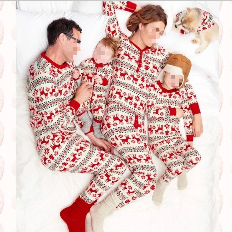 

Family Christmas Matching Pajamas Set Xmas Adult Kids Mother and Daughter Father Son Sleepwear Baby Family Look Outfits