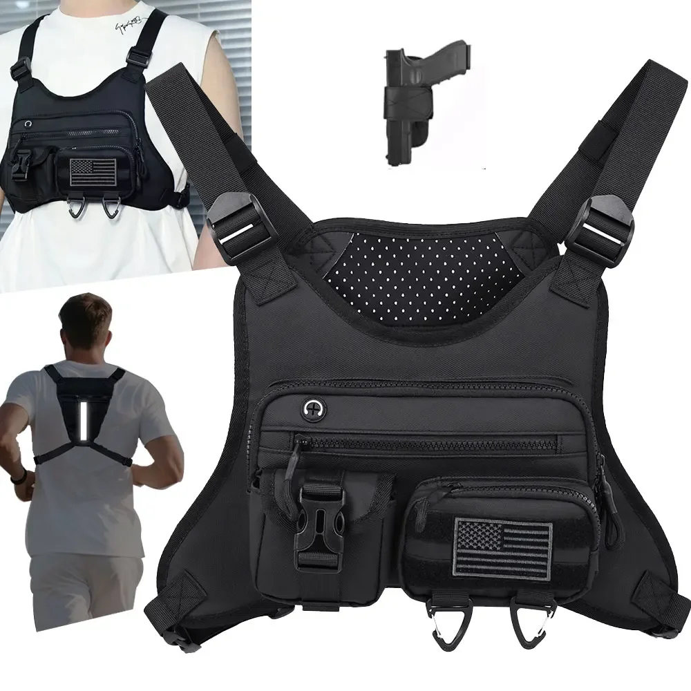 

Fishing Vest Chest Bag Tactical Front Backpack Outdoor Running Climbing Rig Pouch Lightweight Men Sport Hunting Fanny Pack