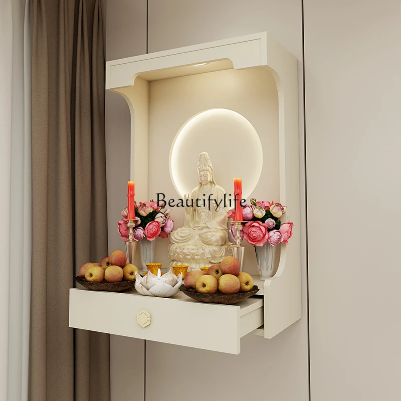 

Modern simple small Buddhist shrine wall-mounted Guanyin Buddha statue seat platform God of Wealth shrine wall bracket