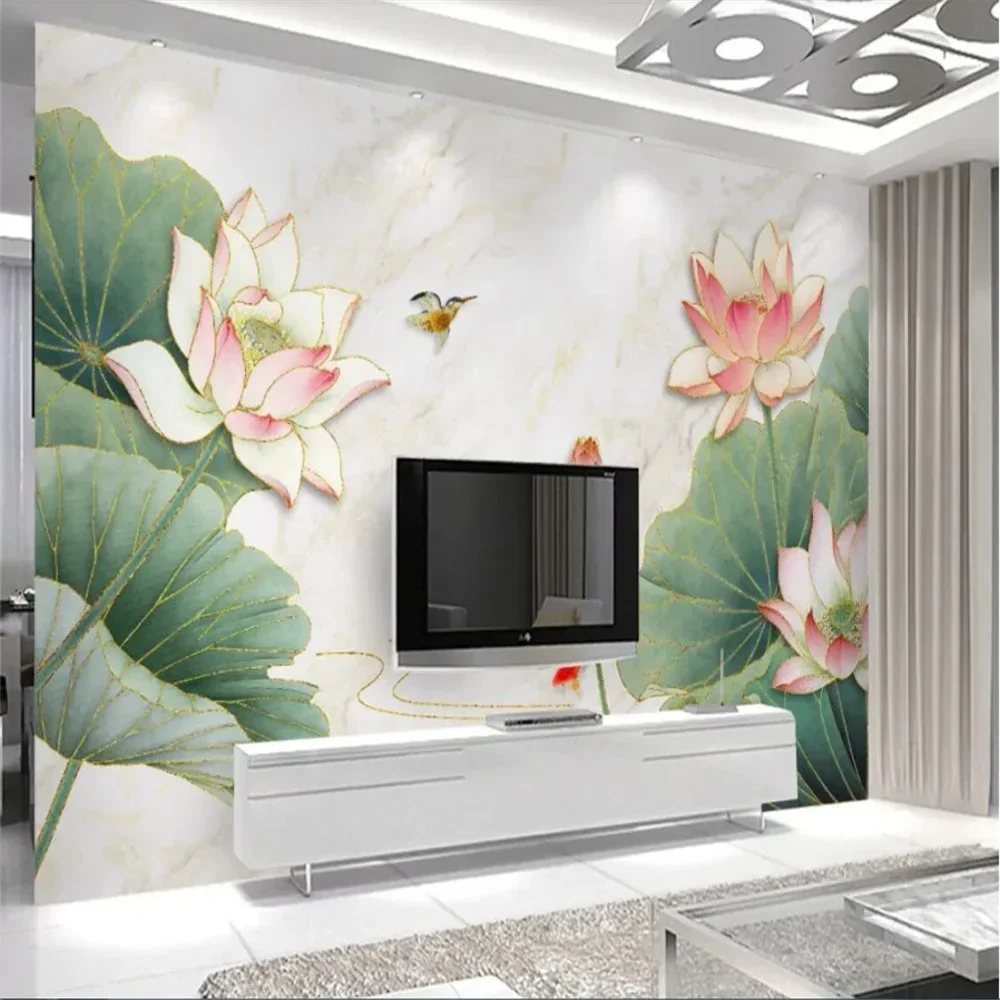 custom lotus leaf wallpaper for walls 3 d Mural Landscape photo Mural wall paper living room bedroom TV backdrop home decoration