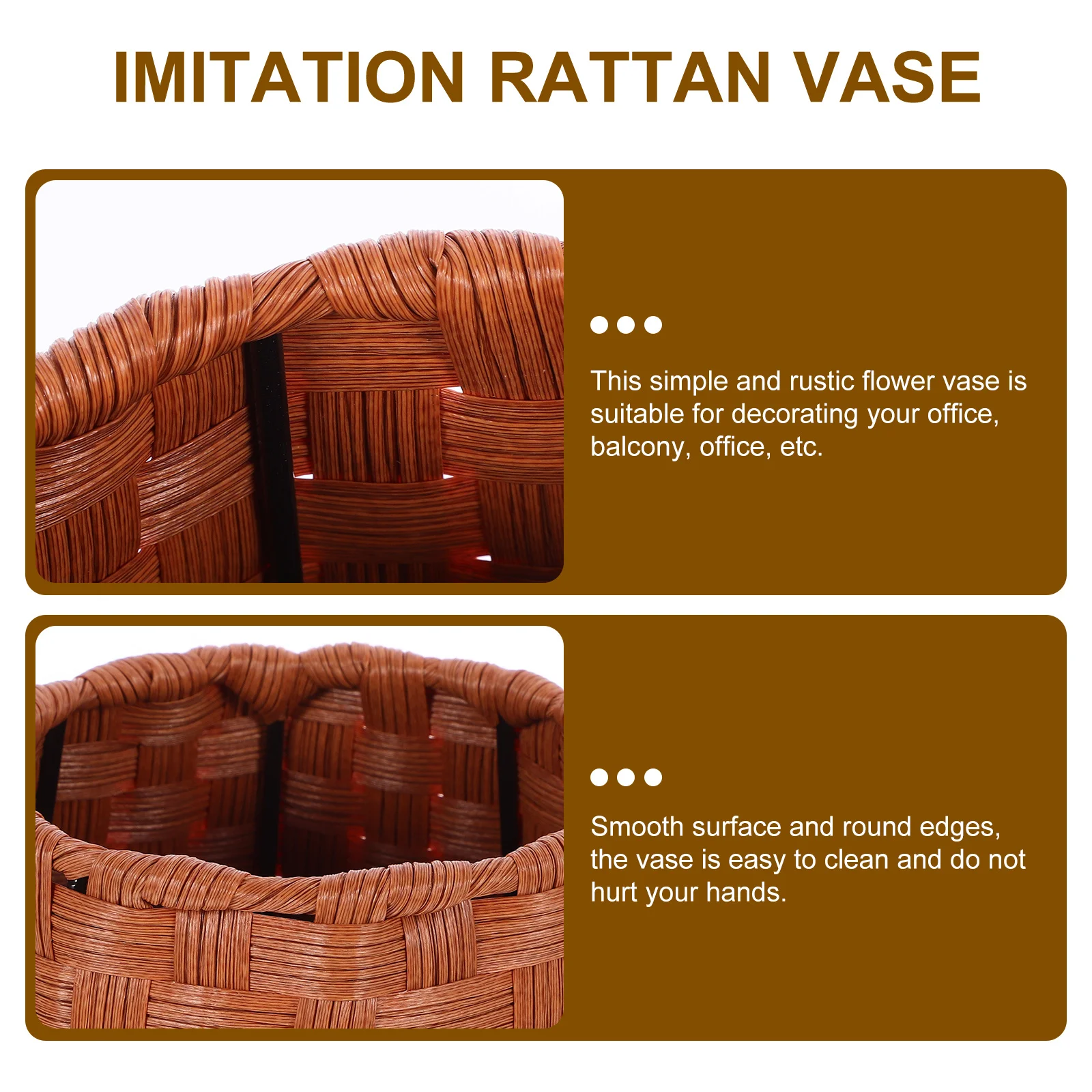 

Woven Flower Vase Decorative Imitation Rattan Vase for Home Office Desk Dried Flowers Arrangement Rustic Plastic Plant Holder