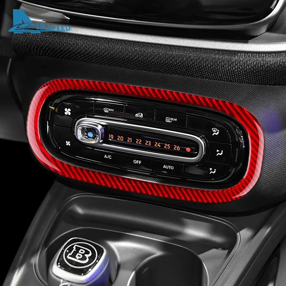 

For Mercedes Benz Smart 453 Fortwo/Forfour 2016-2021 Real Soft Carbon Fiber Car Center Control AC Panel Frame Cover Trim Sticker