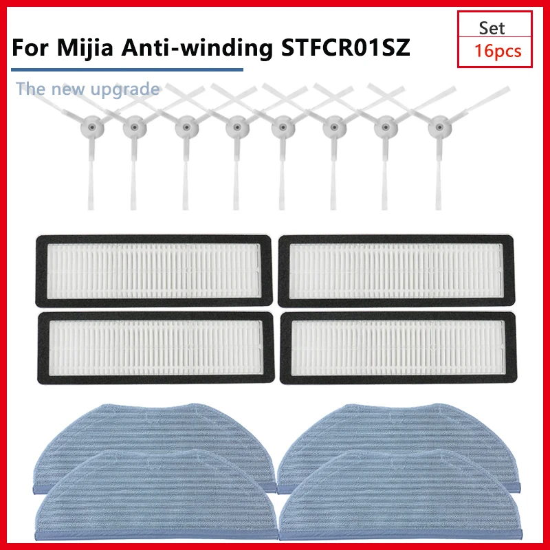 For Xiaomi Mijia S10T STFCR01SZ Anti-winding Sweeping Vacuum Cleaner Replacement HEPA Filter Side Brush Rag Accessories Parts