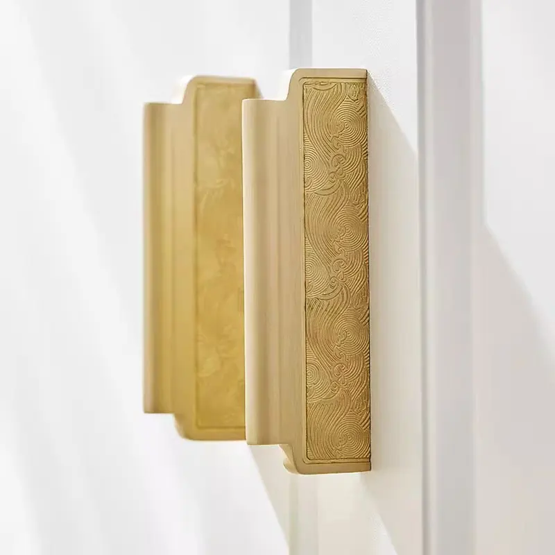 

High End Solid Brass Handles for Cabinets and Drawers New Chinese Style Wardrobe Pulls Door Knob Light Luxury Furniture Hardware