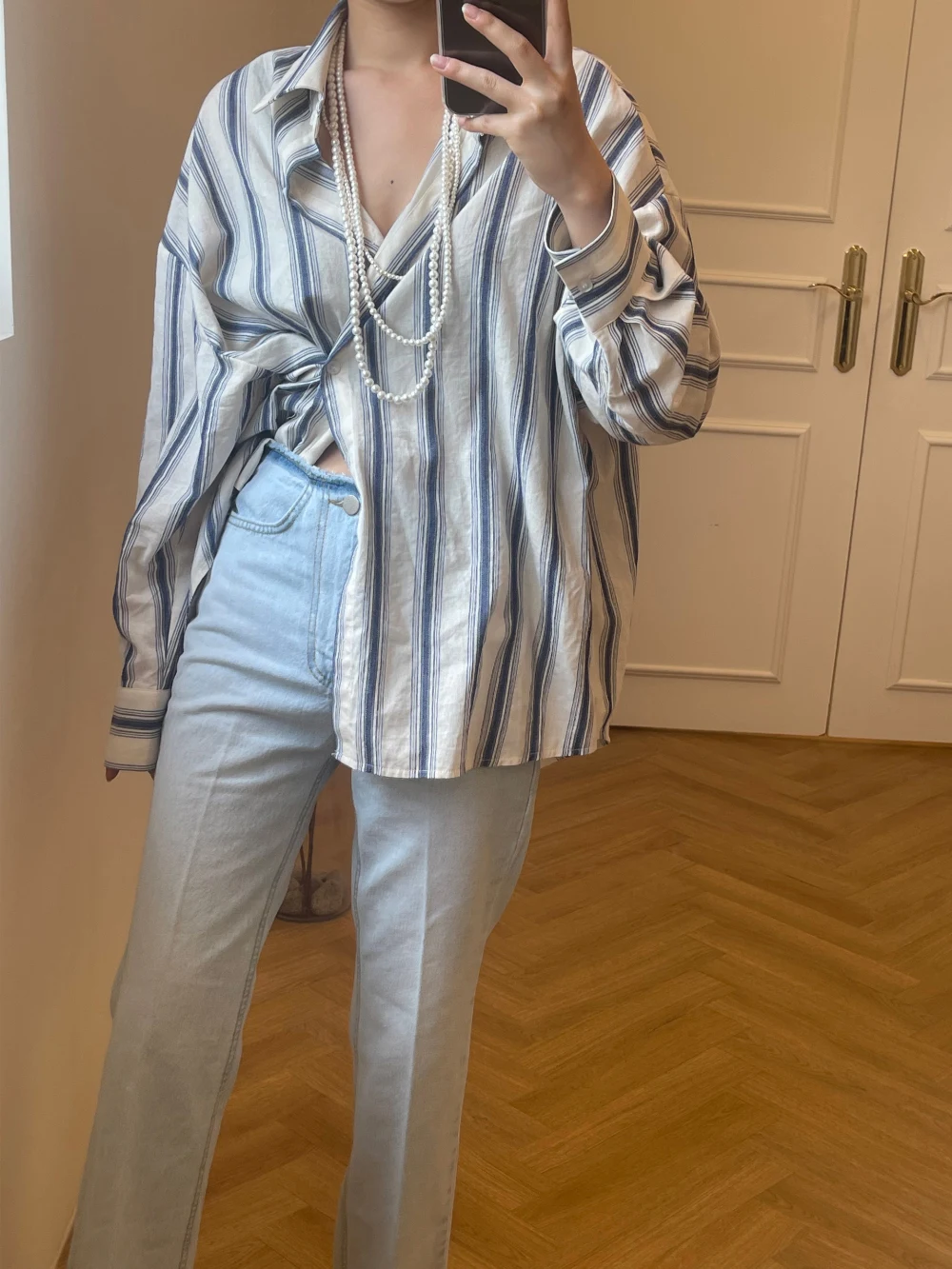 Chique vroege herfst vintage gestreept los lang Sve dames irt retro design gevoel bovenkleding faionable leeftijd-verdediging