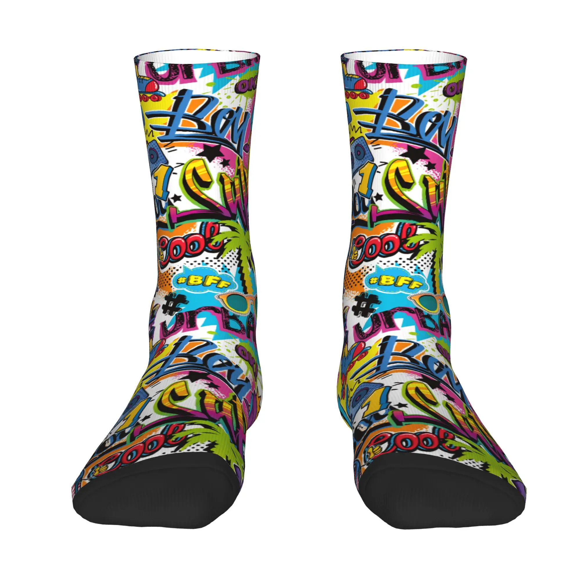 سعيد الرجال الجوارب شجرة النخيل اليد الأسطوانة خطاب خمر الكتابة على الجدران الفن الهيب هوب عارضة طاقم جورب هدية نمط المطبوعة