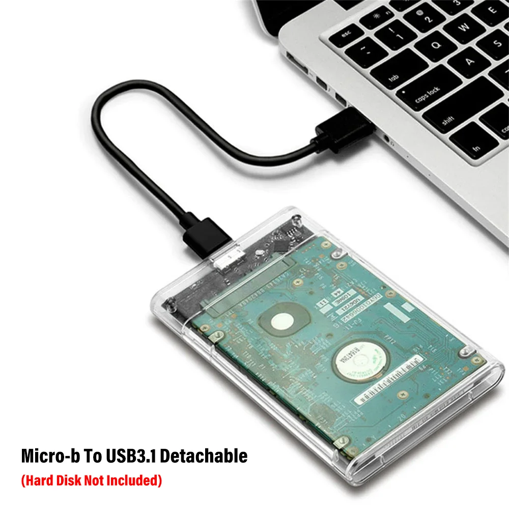 Прозрачный внешний жесткий диск, 2,5-дюймовый HDD SSD, корпус Micro-b к USB3.1, 4 ТБ, совместимый с ноутбуком UASP SATA III