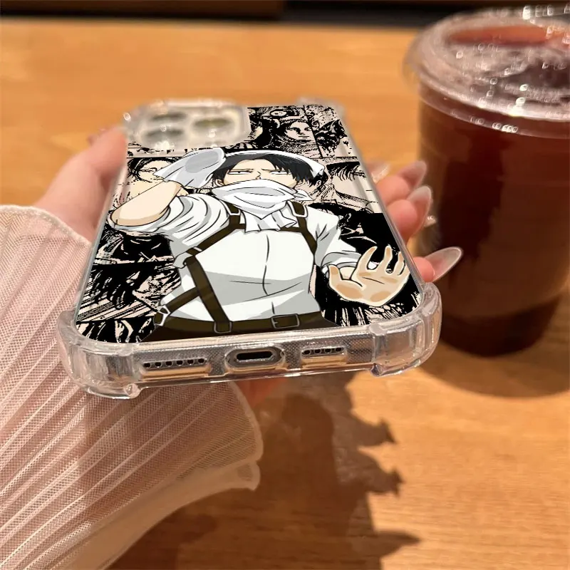 Eren Mikasa Ackerman Anime Handyhülle transparent für iPhone 17 16 14 15 11 12 13 Pro Max 16E 15 16 Plus 17 Air Soft stoßfeste Abdeckung
