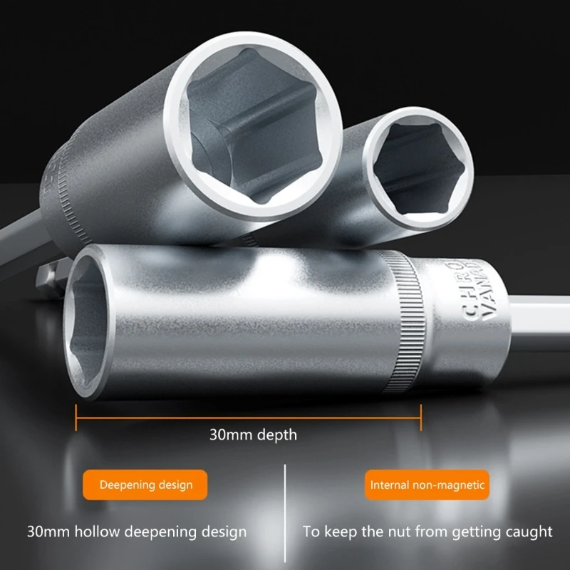 1/4 Inch Drive Deep Hole Socket Wrench 4-14mm Nut Driver for Electric Tools - Precision Wrench Set for Home Auto Repair