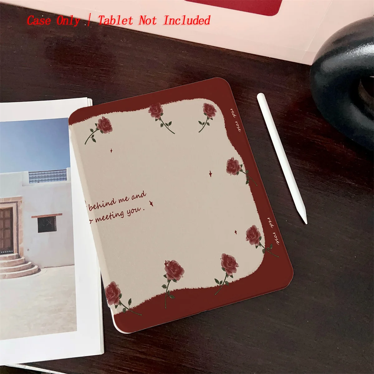 

8 Fresh Style Printed iPad Case, 360° Rotating Stand & Pen Slot,Book Style, Auto Sleep/Wake, Compatible with Various Apple iPads