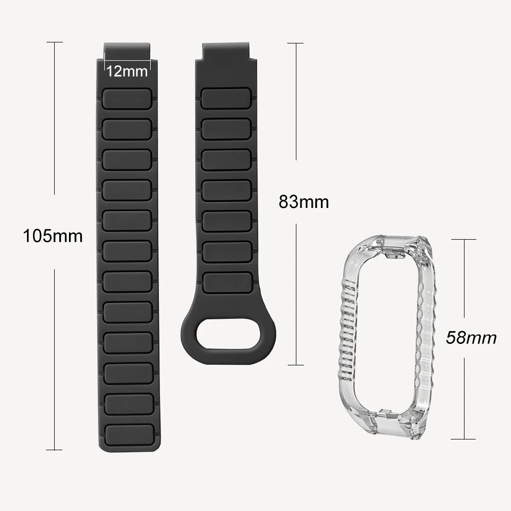 12mm Quick Release Magnetic Loop Band + Protective Case For Redmi Band 2 Armor Style Soft Skin-friendly Silicone Strap Man Woman