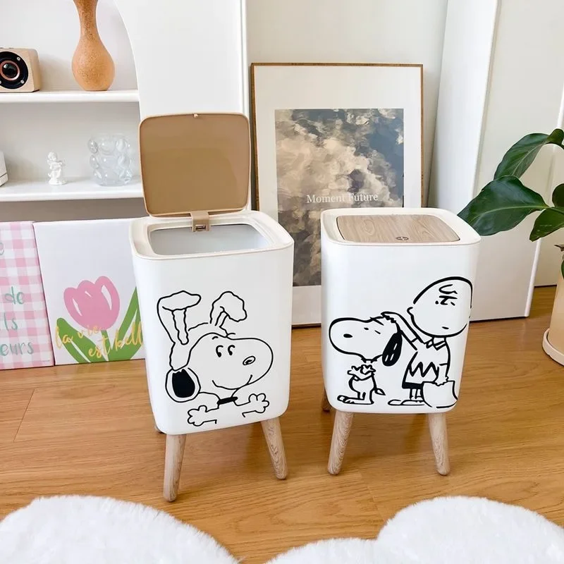 ins Japanese simple square floor-standing pop-up high-leg trash can bedroom cute Snoopy cartoon press storage bucket wholesale