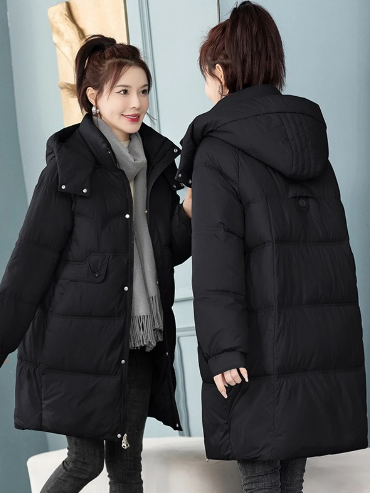 New Women Warm Thicken Down Cotton Jacket Parkas Winter Women Long Cotton Coat Hooded Puffer Jacket Women Loose Plus Size Parkas