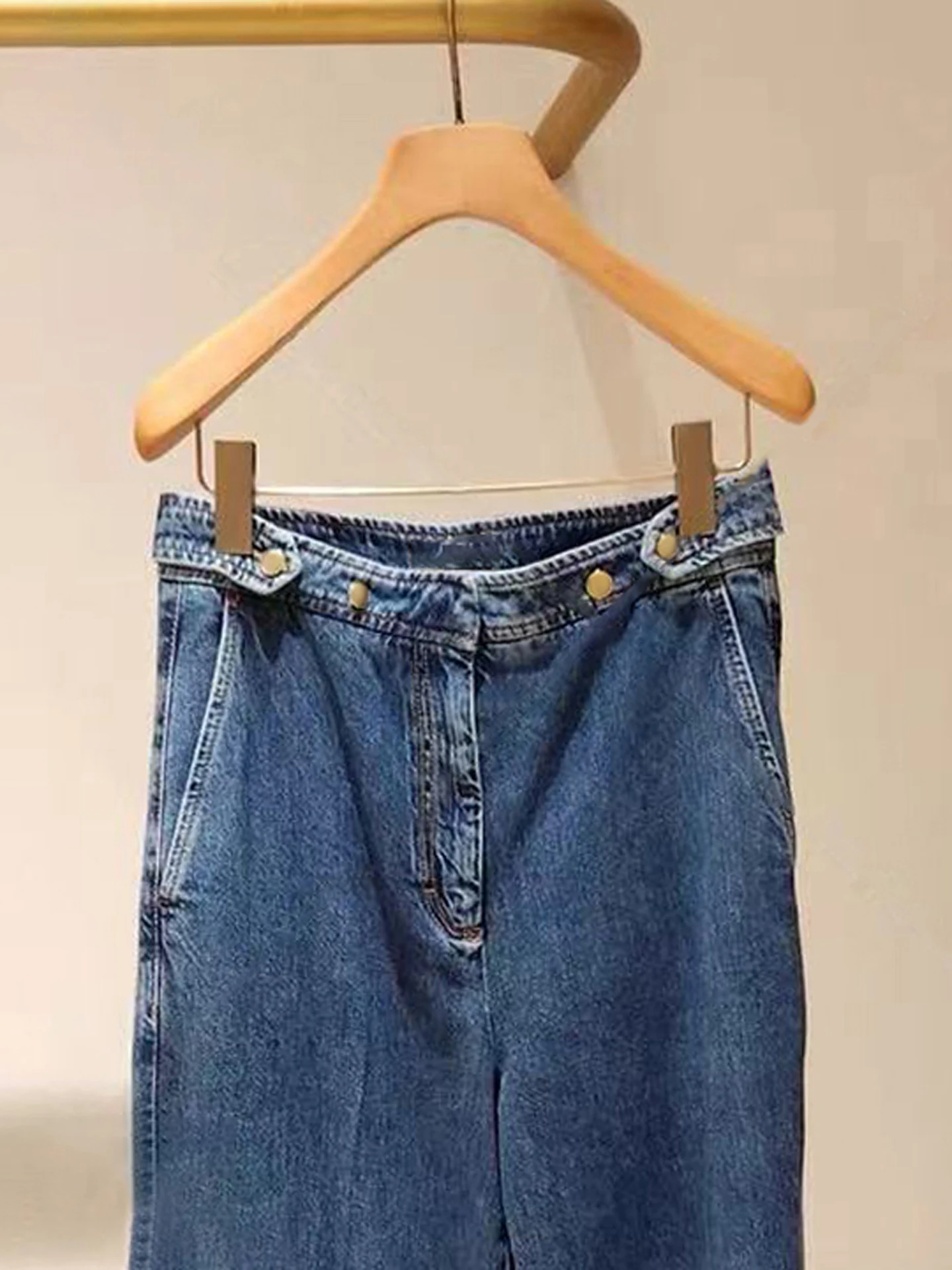 

High Waist Straight Leg Jeans Women's Casual Versatile Summer High Waist Straight Cut Blue Denim Pants for Young Women