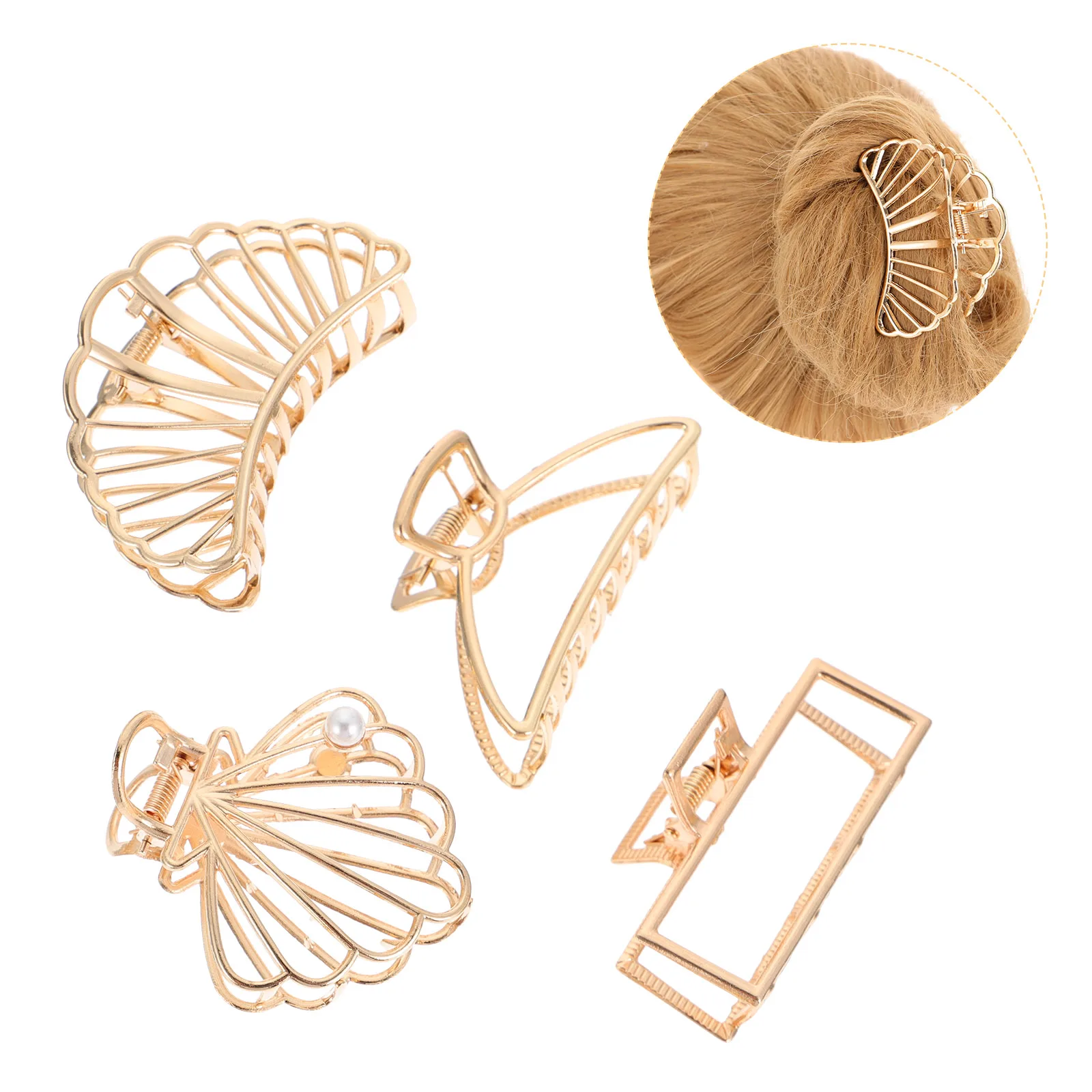 

4Pcs Metal Hair Clips High Quality Alloy Banana Claws Styling Tools Hollow Color Women Accessories Hair Care