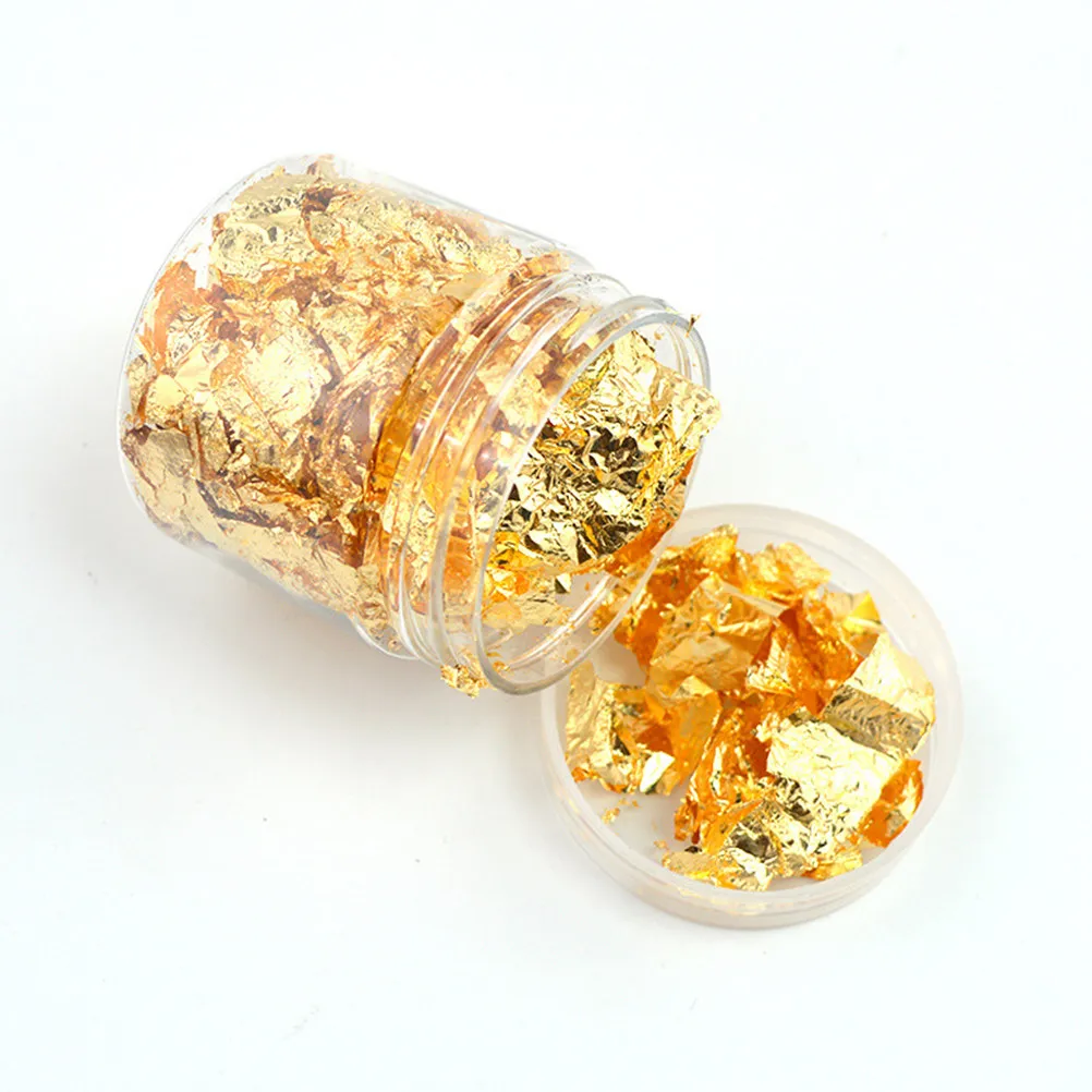 

3 Bottles Colorful Metallic Gold Foil Sheets Nail Art Supplies Decorative Foil Pieces for Natural Artificial Nails Festival