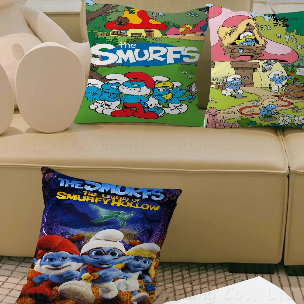 

Cartoon S-SmurfsPillow Cover Design Cushion Cover Decor Holiday Decorati