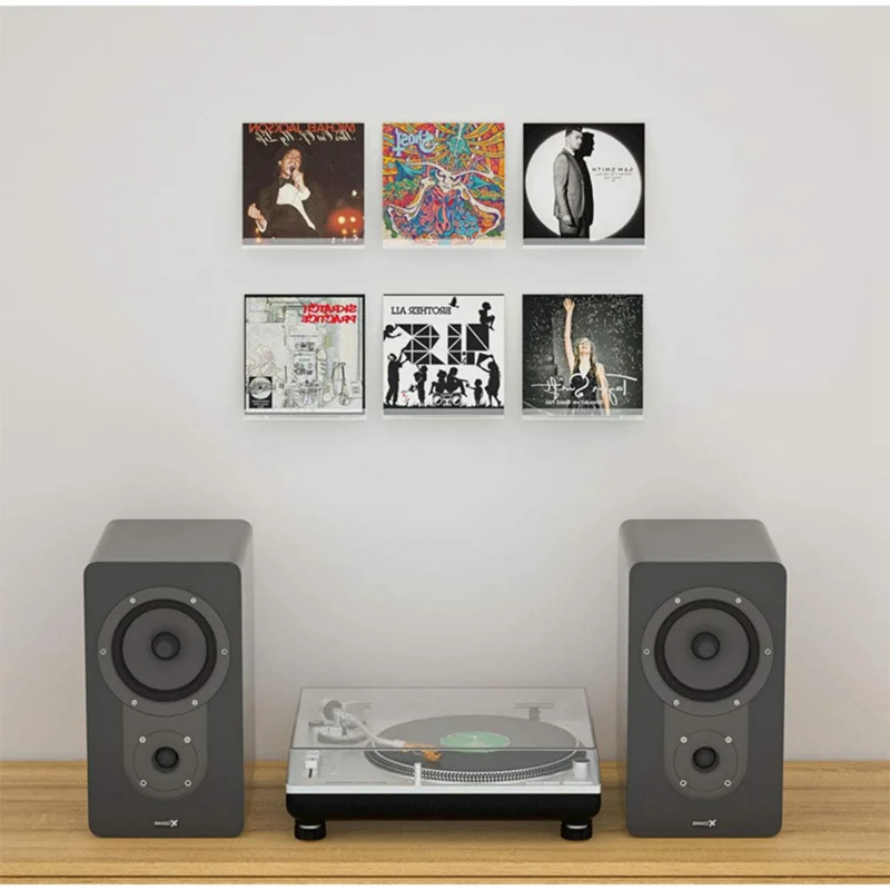 Wall Mount Transparent Acrylic Record Shelf Stand Album Storage Rack Record Holder Wall Mounted for Vinyl Album Display Storage