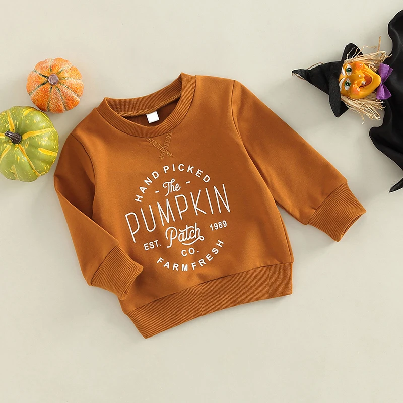 Halloween Kid Boys Girls Shirt Long Sleeve Round Neck Loose Tops Letters Print Toddler Party Casual Street Sweater