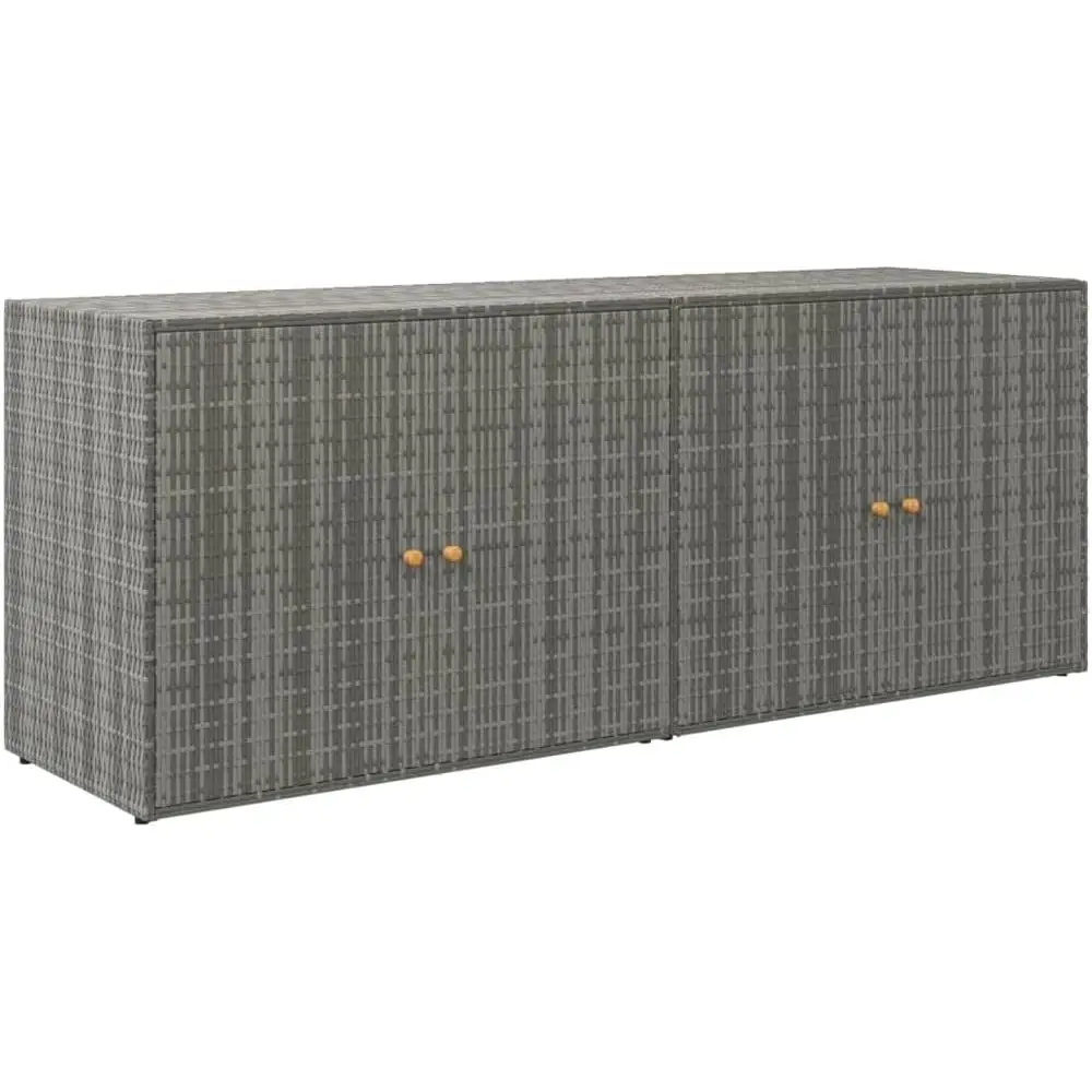 

All-Weather Outdoor Storage Cabinet, 77.9 x 77.9 x 31.5, Grey PE Rattan with Steel Frame, 2-Door Organizer for Patio and Garden