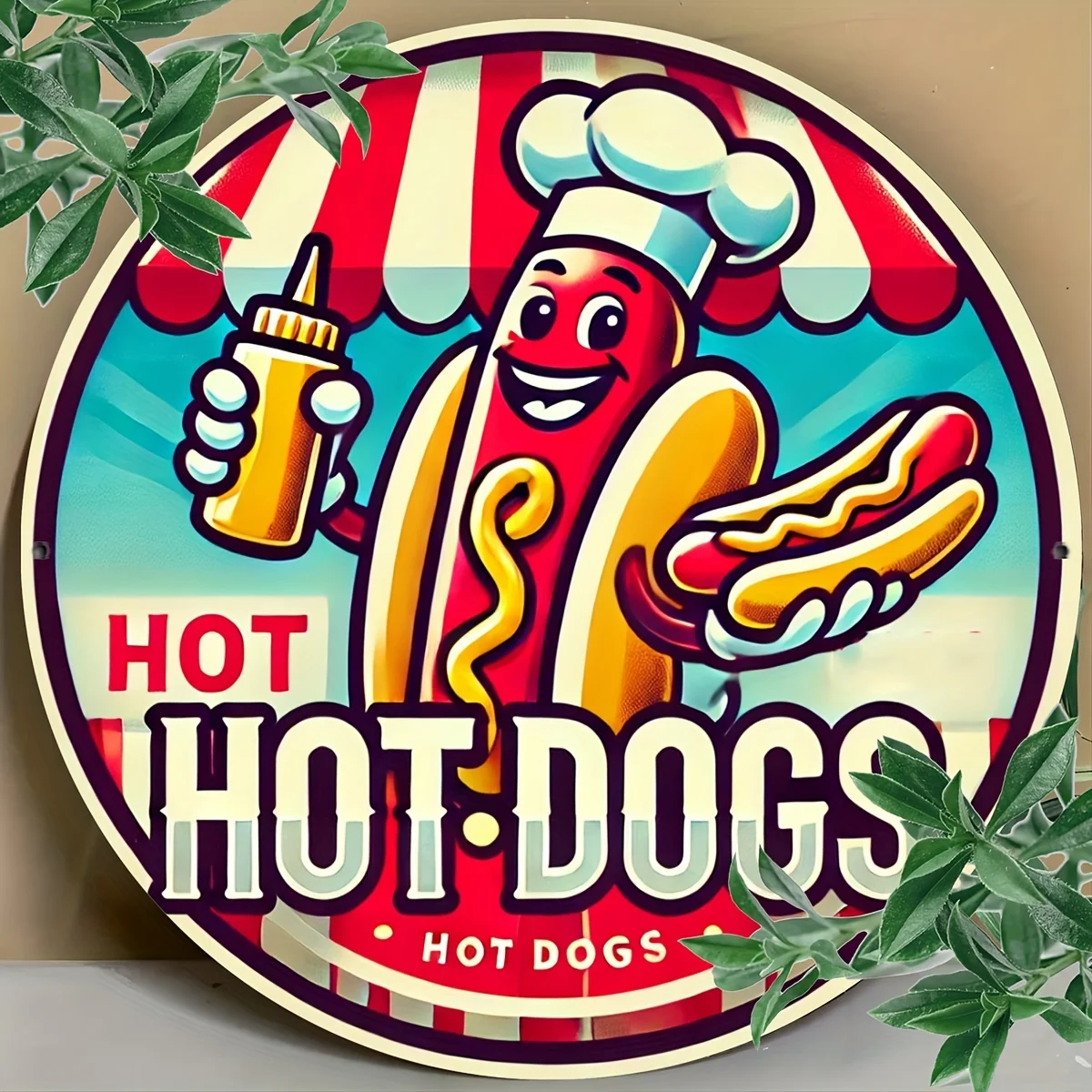 Vintage Hot Dog Aluminum Wall Art Sign, Retro Style, Easy to Hang, Durable, Long-Lasting, for Bedroom, Kitchen, Restaurant