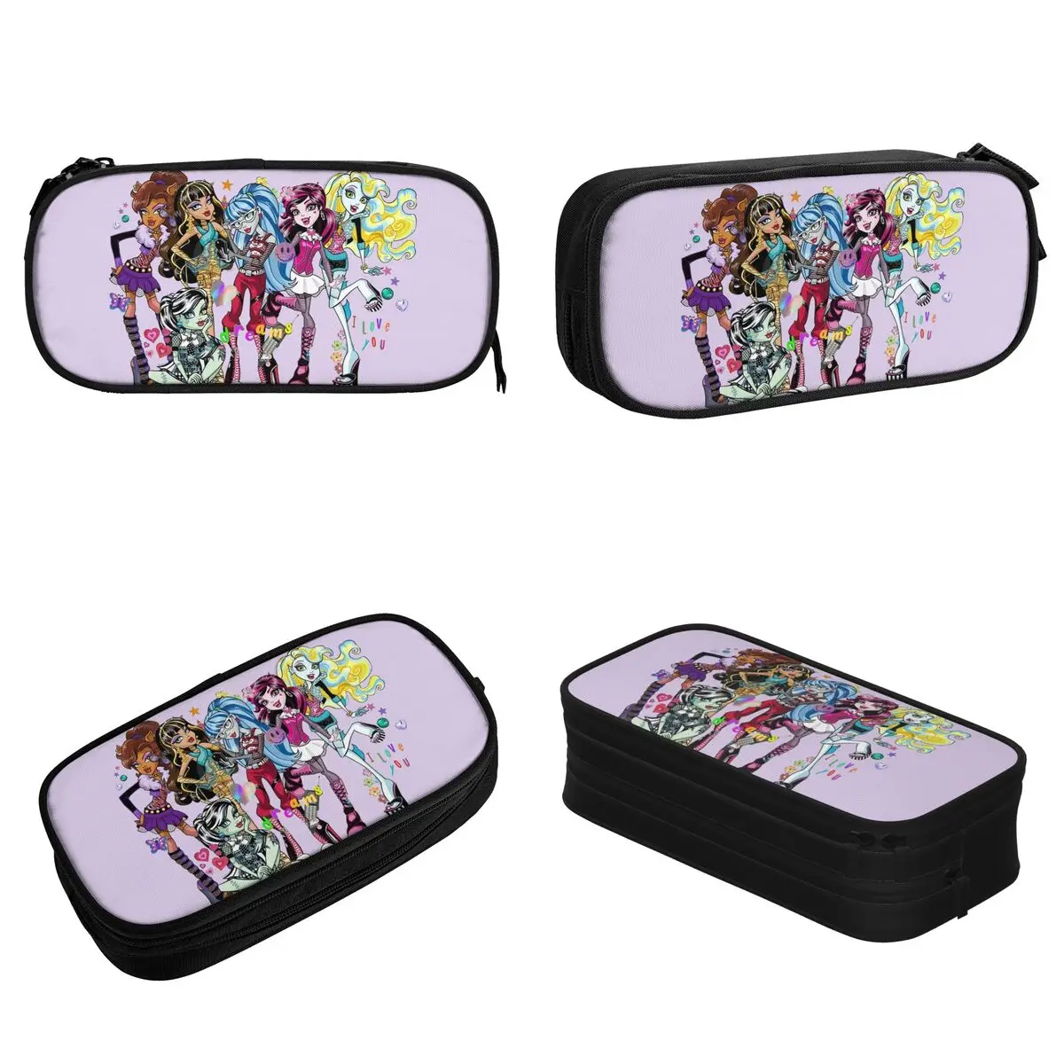 Large Pencil Pouch 90s Monster High Fashion Doll School Supplies Double Layer Pen Case Girl Make Up Bag Birthday Gift