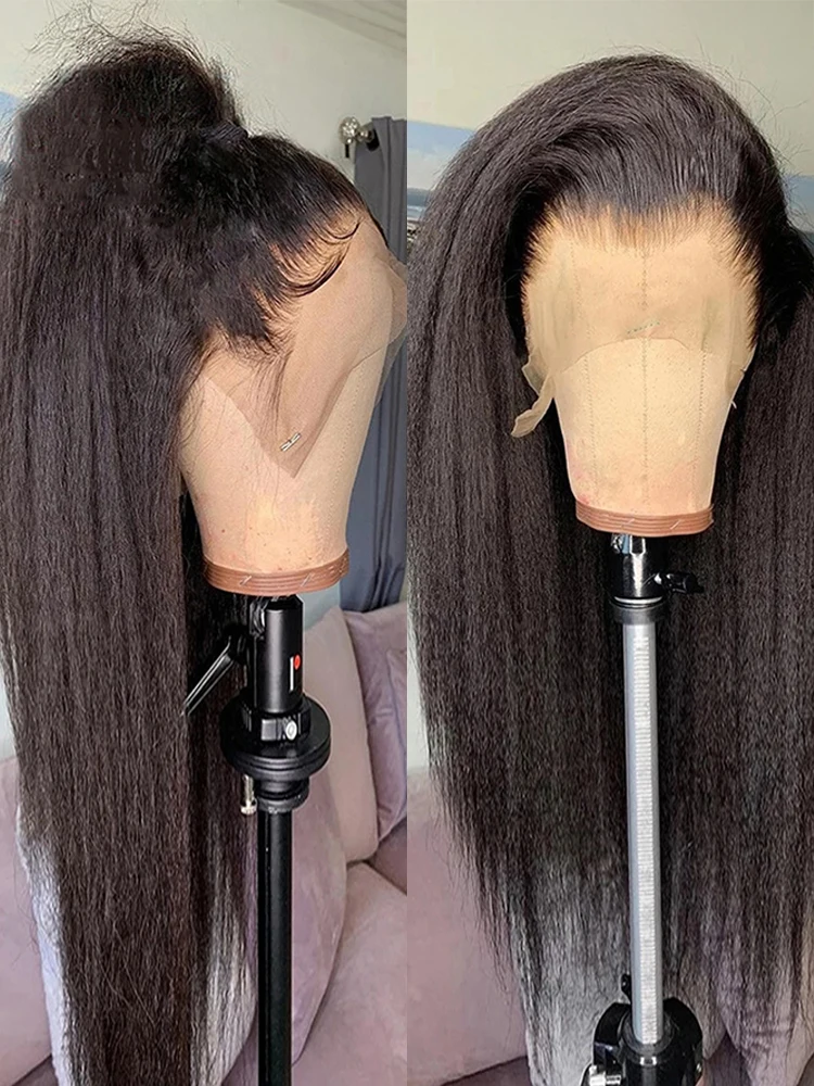 250% Kinky Straight 13x6 Lace Front Wigs Human Hair For Women Brazilian 360 Transparent Lace Yaki Straight Human Hair Wigs