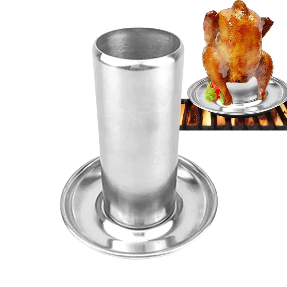BBQ Accessories Chicken Roaster Rack 1Pcs Barbecue Chicken Tube Oven Cola Chicken Plate Rack Silver High Quality