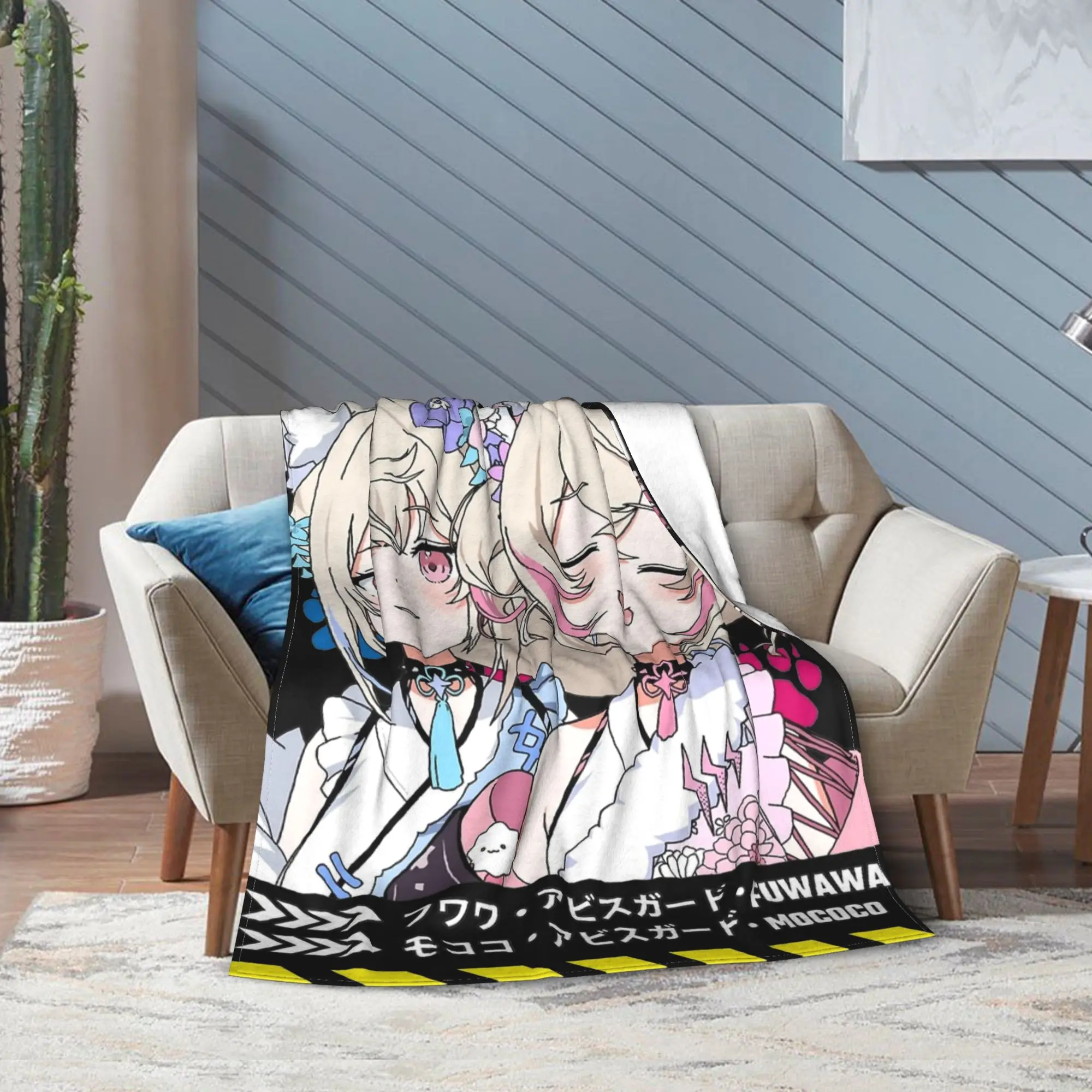 

FuwaMoco Advent BauBau Kimono Blanket Super Cozy Hololive Fuwawa Mococo Abyssgard Throw Blankets for Sofa 50x60 Inch Bedspread