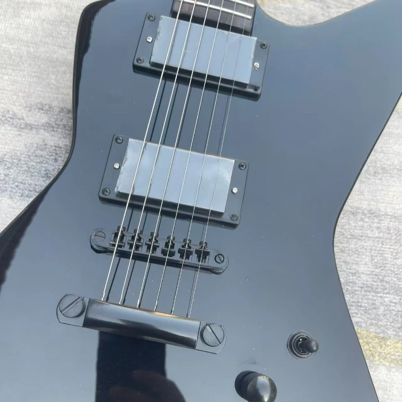 Gloss Black Offset E Shape Electric Guitar Dual Active High Output Humbuckers Black Hardware Modern Metal Guitar Free Shipping