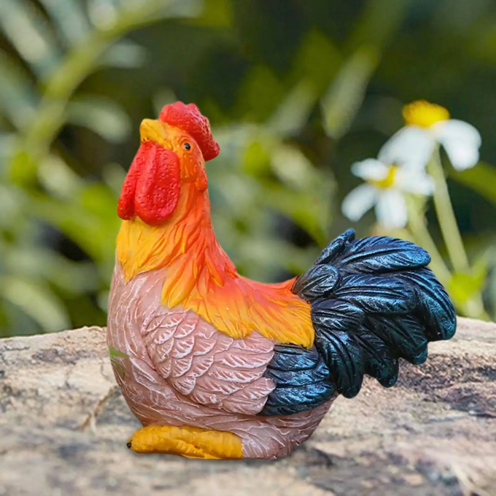 Small Resin Chicken Statue Vivid Animal Garden Accessory Creative Yard Patio Decoration for Outdoor Landscape