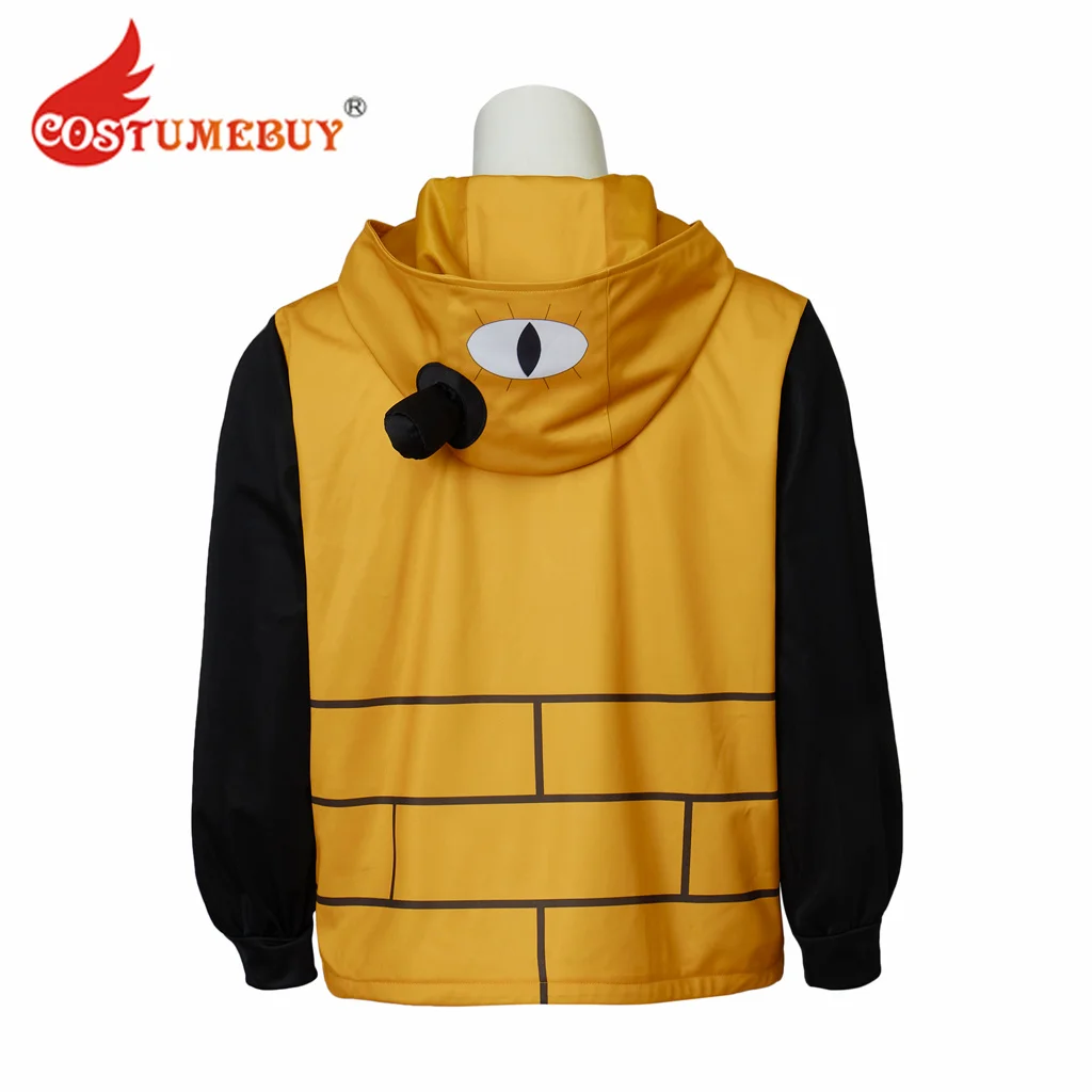 Costume de Cosplay Bill Cipher, Sweat à Capuche Jaune, Veste à Fermeture Éclair, Manteau d'Halloween pour Adulte