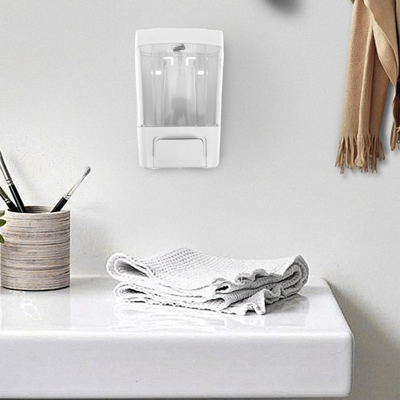 

800Ml Manual Wall Soap Dispenser White Plastic Pump for Bathroom Kitchen Hotel Liquid Hand Soap Shampoo Conditioner Refillable