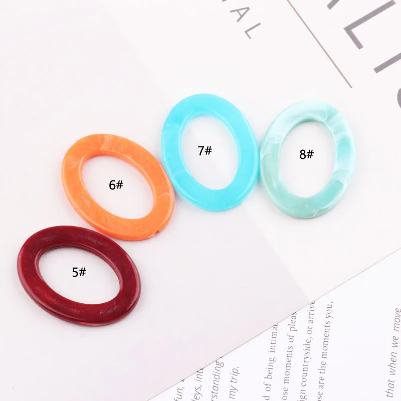 1pcs Diy Jewelry Accessories Acetate Small Fresh Pattern Oval Ring Earrings Pendant Resin Handmade Material